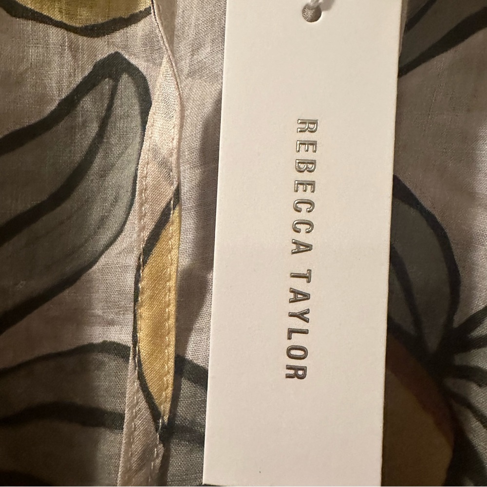 NWT Rebecca Taylor | Lemon-Print Drawstring Crop Blouse‎ 🍋 reg $245 size M - Picture 9 of 11